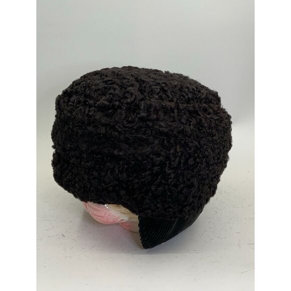 Vintage Astrakhan Fur Hat Made in Sweden Black Karakul Style Winter Hat main image 4